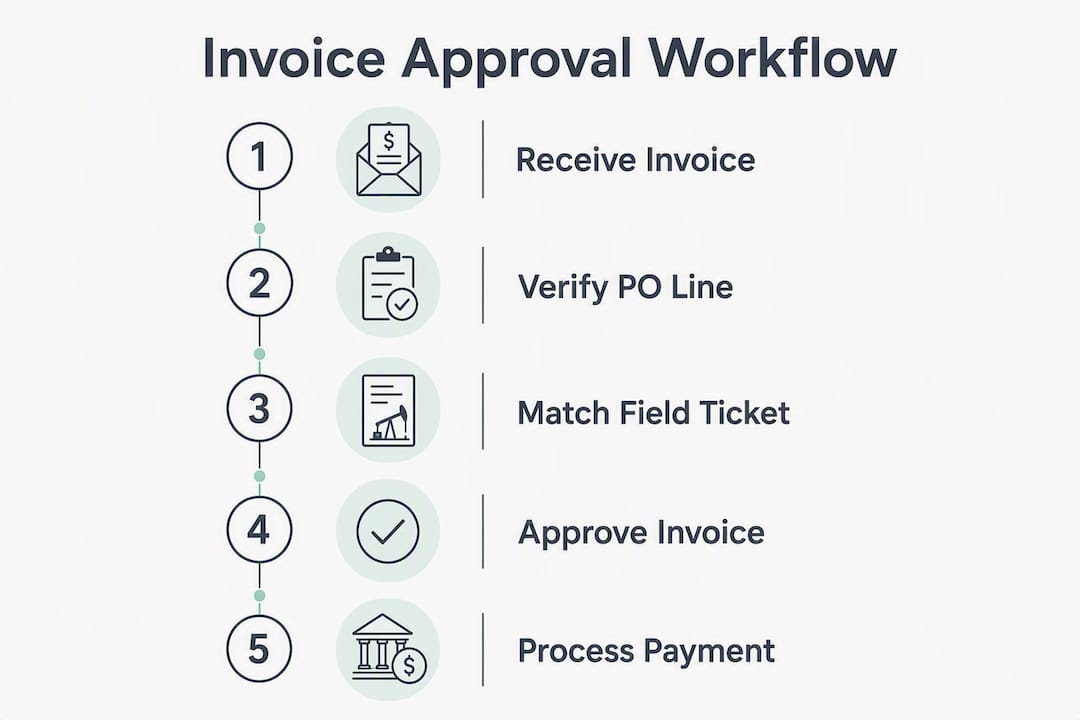 Infographic showing invoice approval workflow steps