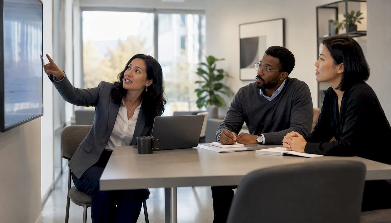 Team planning phased regulatory rollout at conference table