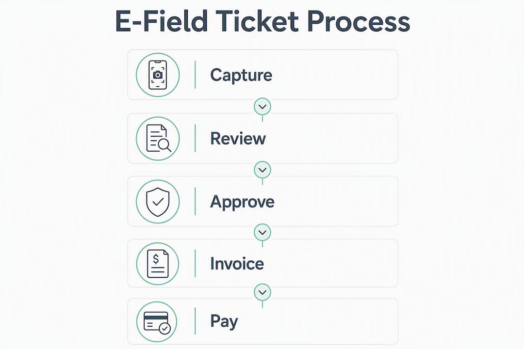 Infographic showing electronic field ticket process