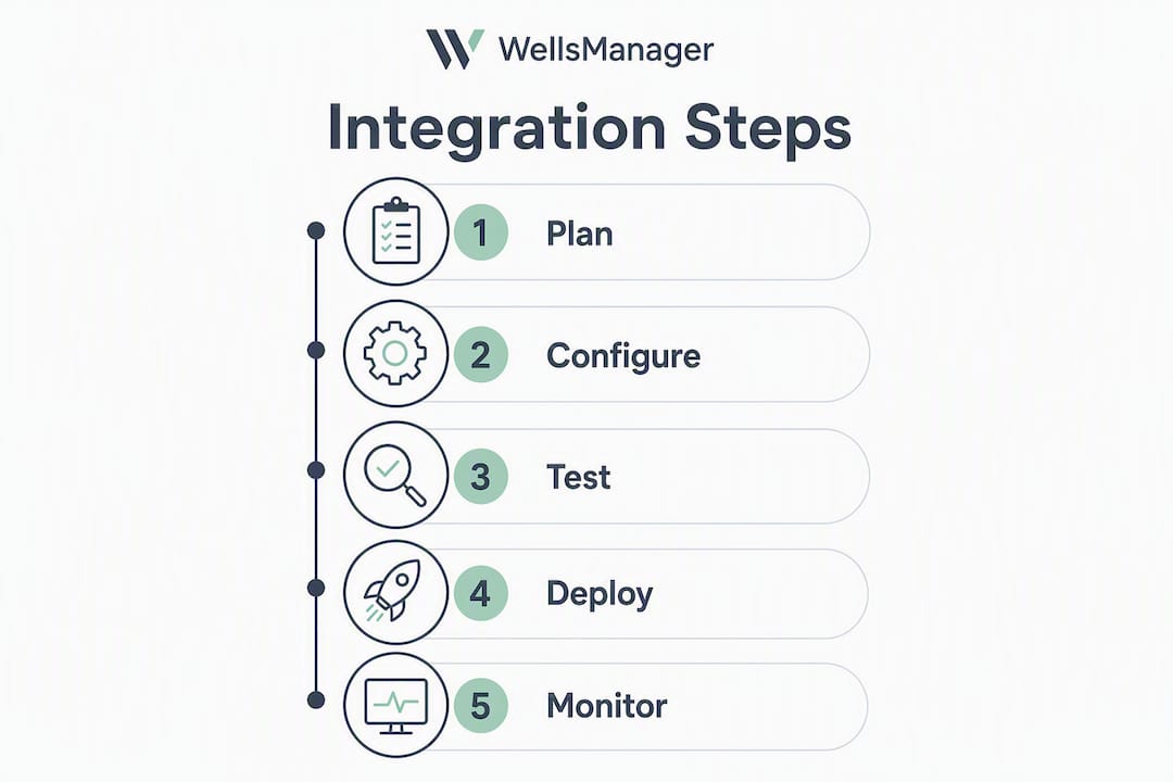 Infographic of integration process steps for commodity dashboard