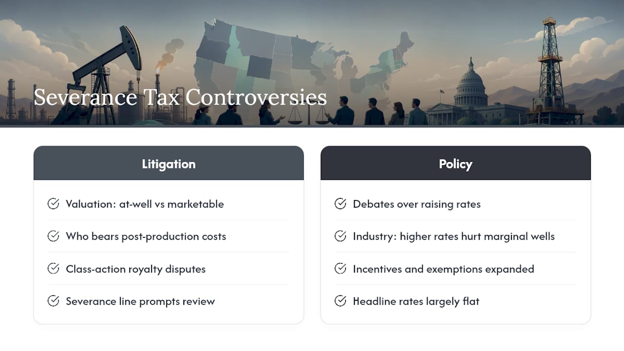 Legal Challenges and Controversies Around Severance Tax Collection — overview diagram