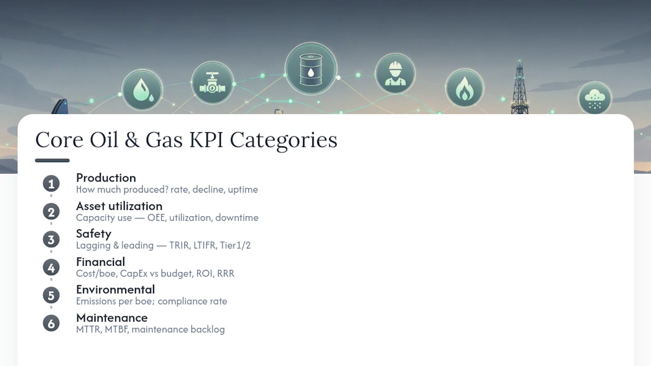 Diagram of core oil and gas KPI categories