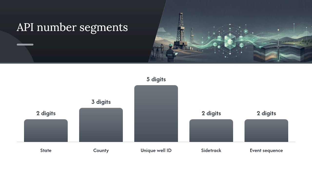 Diagram showing API number format breakdown