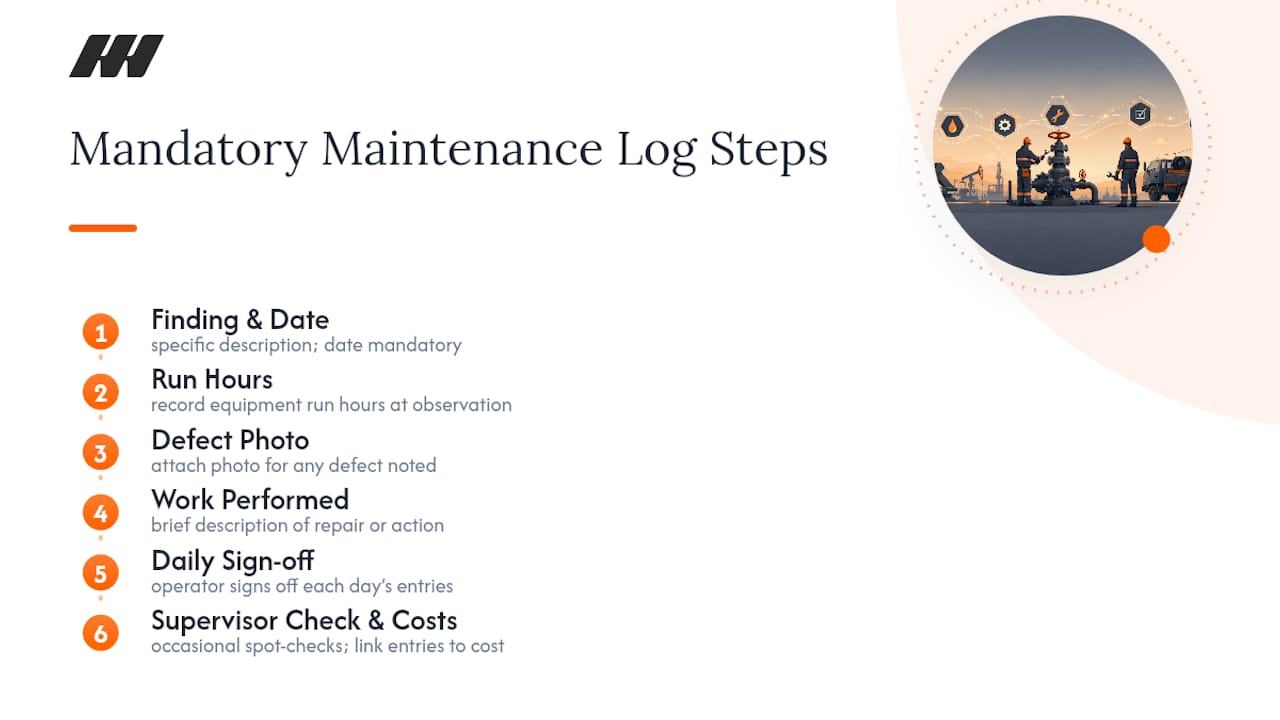 Maintenance log controls feeding cost allocation
