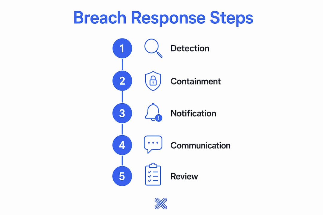 Infographic showing 5 key steps of data breach response plan