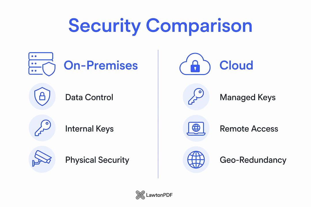 Infographic comparing On-Premises and Cloud security