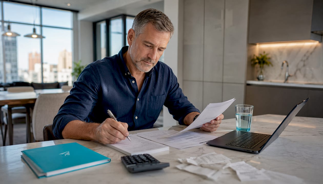 Accountant reviewing investment property tax documents
