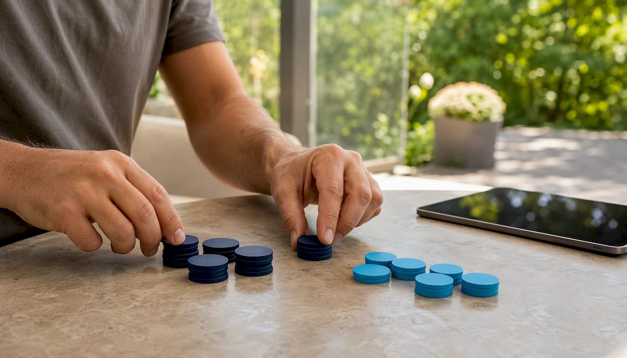 Hands separating budget tokens for compliance and discretionary spending
