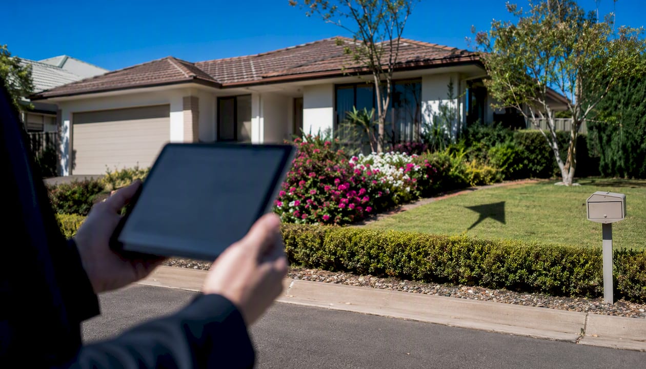 Suburban Australian house with property valuation