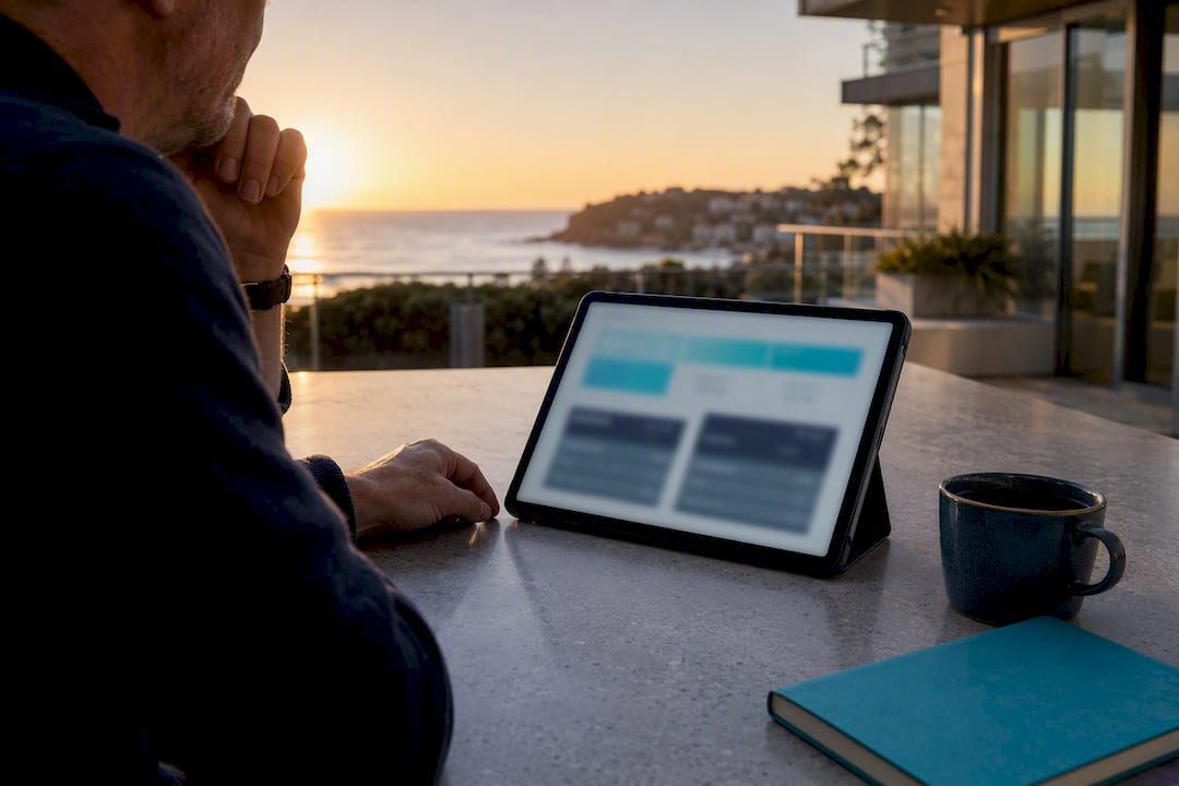 Retiree comparing super contribution scenarios