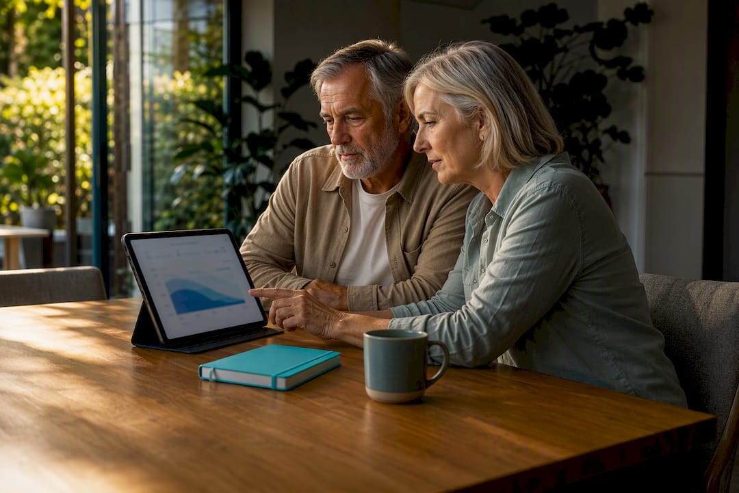 Couple reviewing retirement projections together