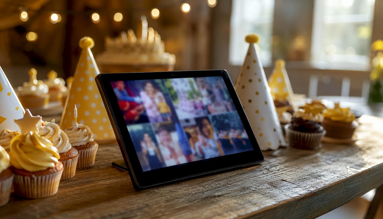 Birthday party photo slideshow display
