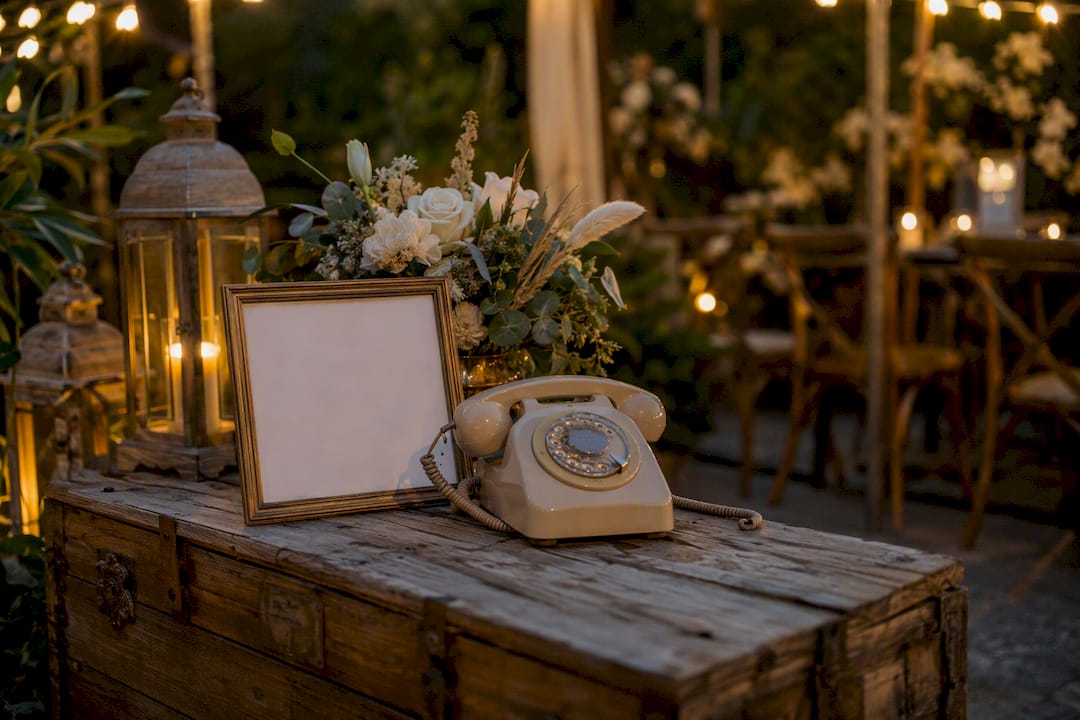 Vintage rotary phone setup for guest messages