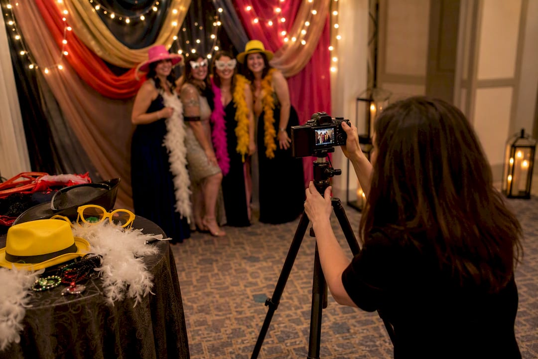 Gala photo booth with themed backdrop
