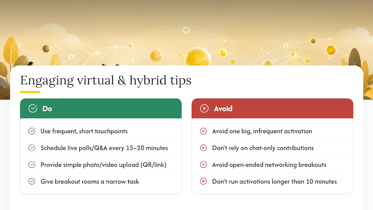 Making virtual and hybrid events feel just as engaging — overview diagram