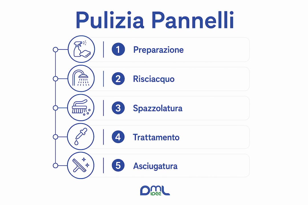 Infografica: tutti i passaggi per una corretta pulizia dei pannelli solari