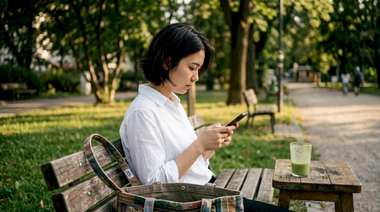 Dita che inseriscono la causale di un bonifico sullo smartphone