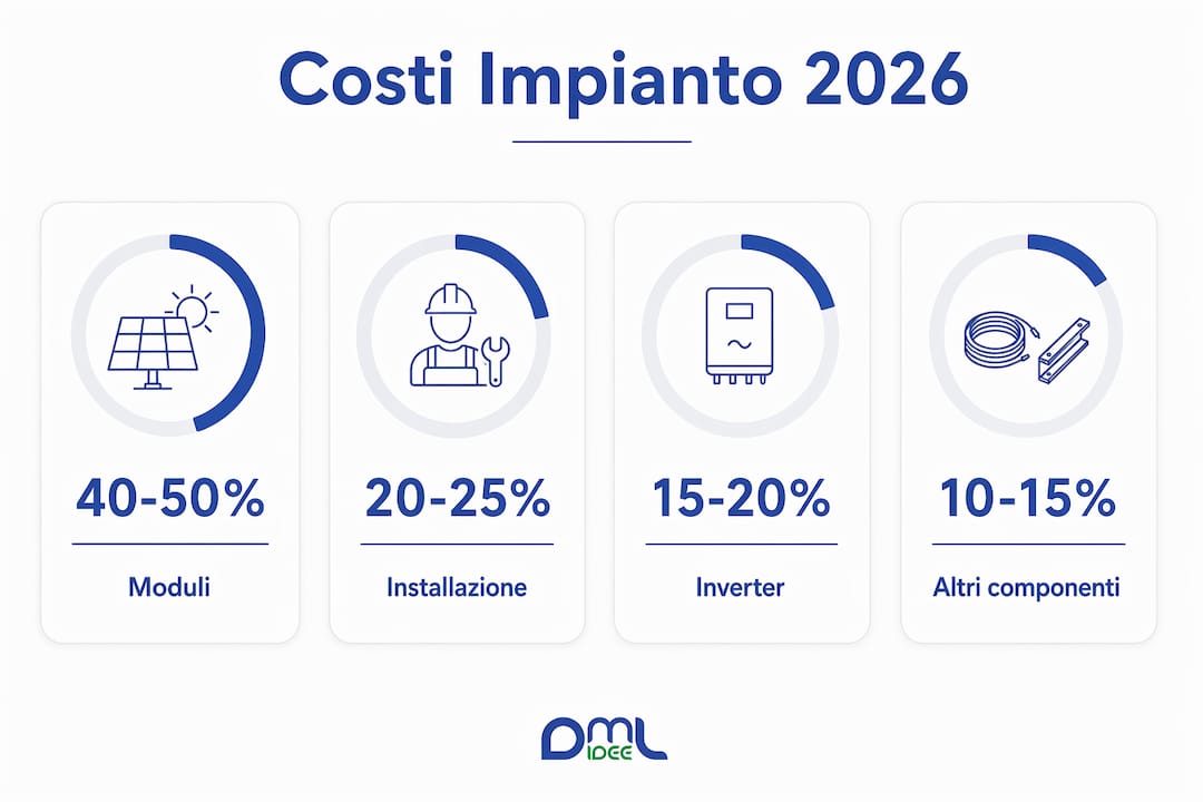 Guida visiva ai costi dei principali componenti di un impianto fotovoltaico