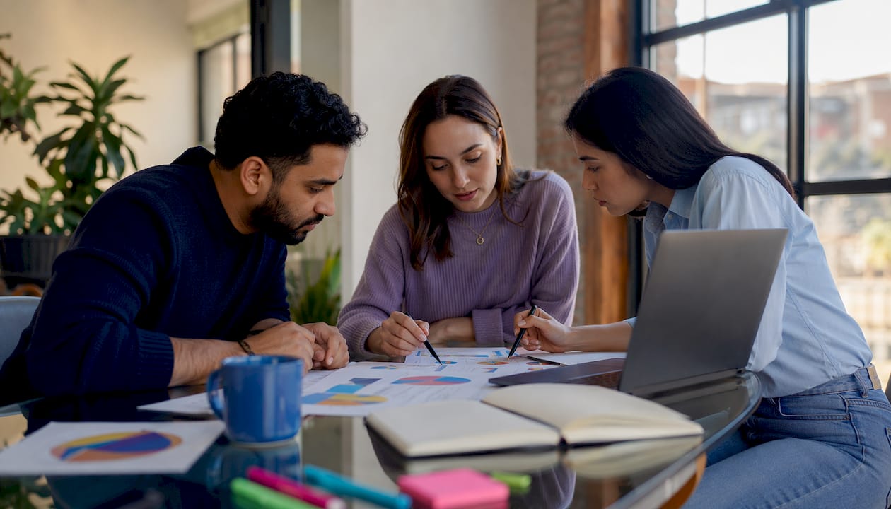 SEO team reviewing keyword overlap charts