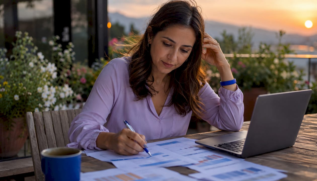 Marketing analyst reviewing keyword reports