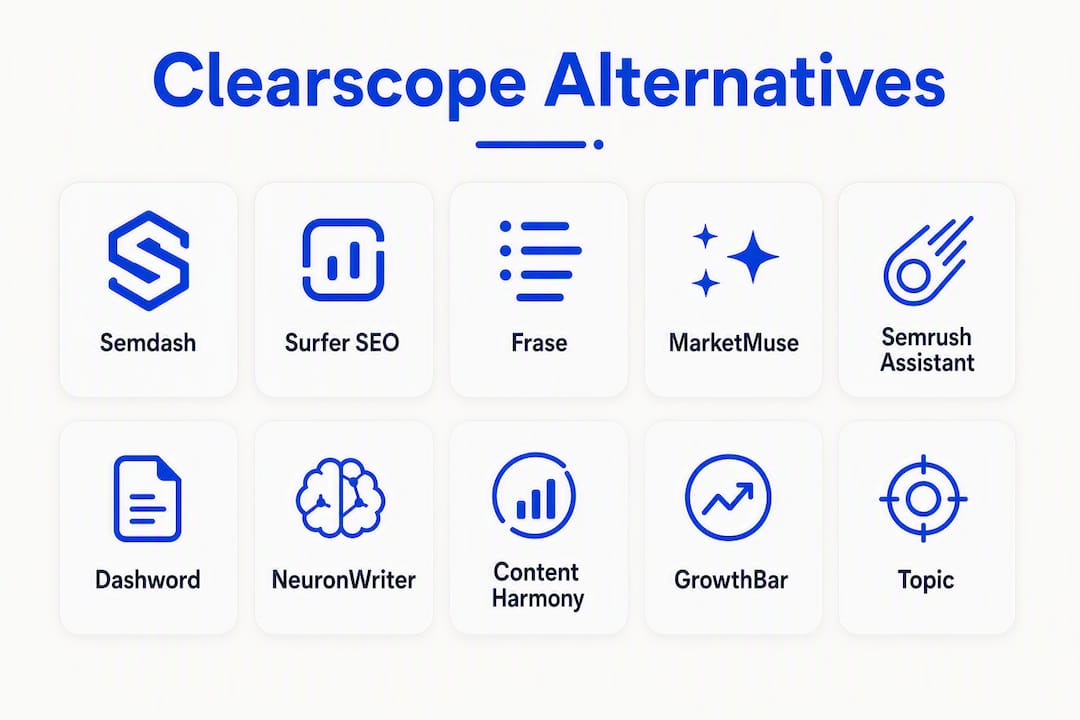 Infografía que muestra una visión general de la jerarquía de alternativas a Clearscope