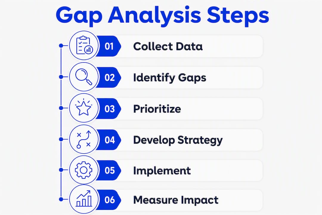 Infografik, die den schrittweisen Prozess der Content-Gap-Analyse zeigt