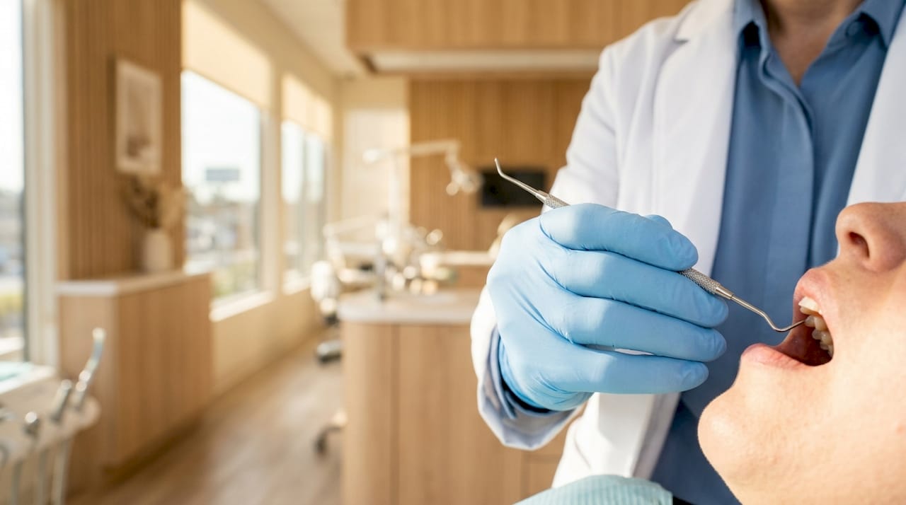 Close-up of dental percussion testing tooth