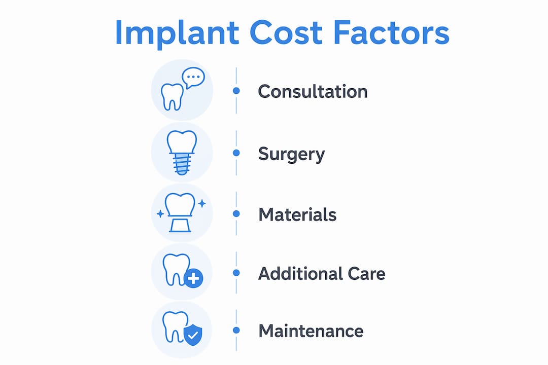 Infographic showing dental implant cost factors