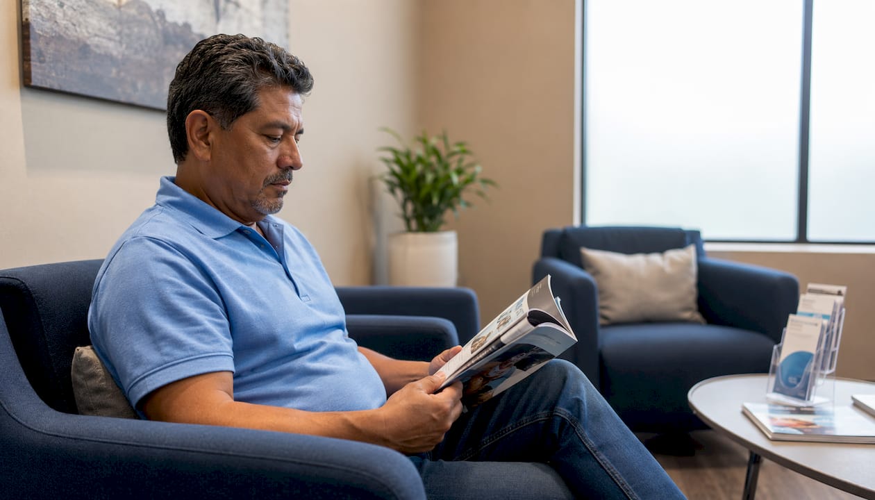 Man waiting in dental office