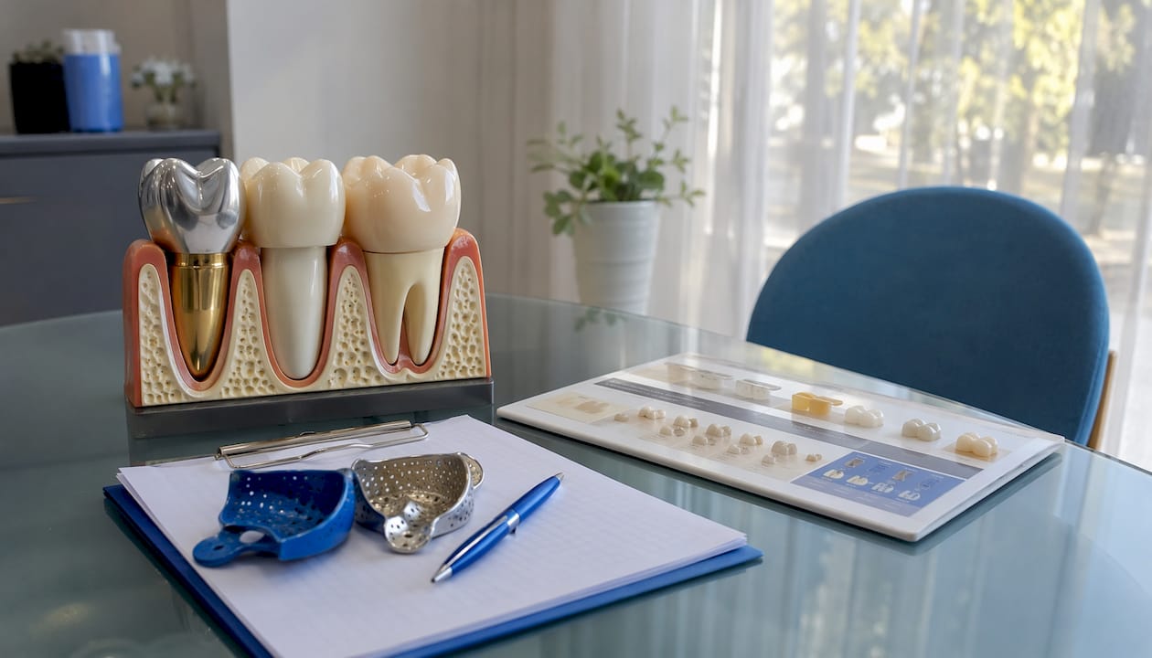 Dental crown materials comparison display