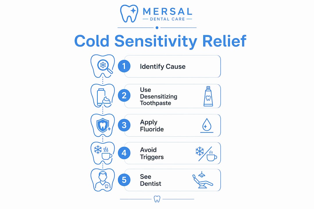 Infographic showing steps to relieve cold sensitive teeth