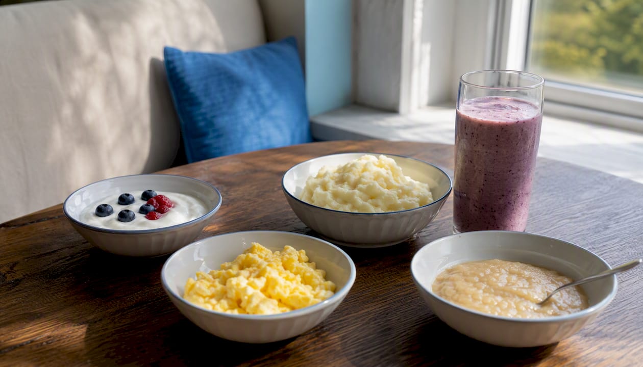 Soft foods recommended after dental implant surgery