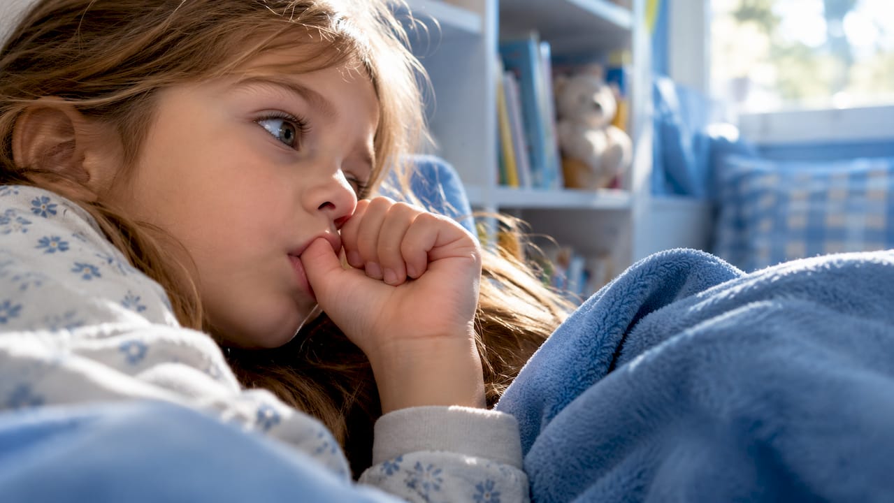 Child resting thumb in mouth