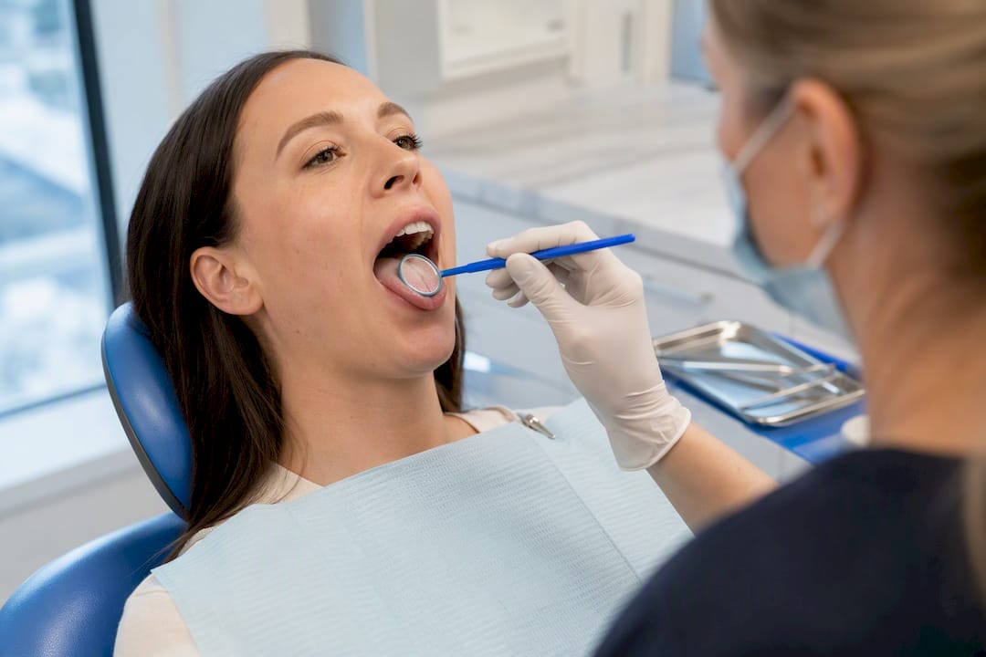 Dental examination showing tongue coating