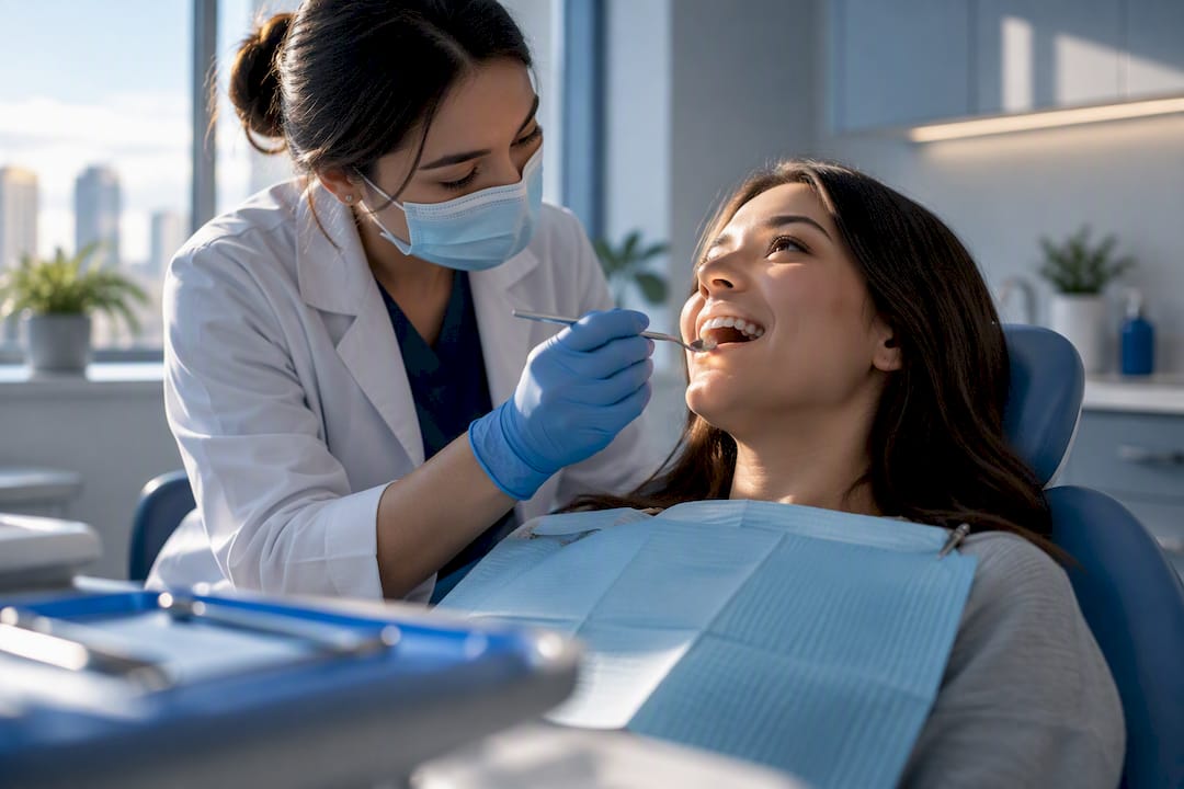 Clinician checking a patient's orthodontic bite