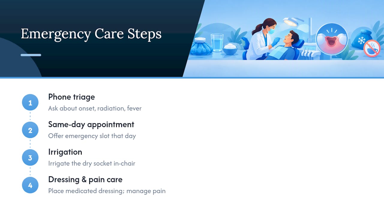 Mersal Dental Clinical Perspective: Emergency Care and What Patients Can Expect — overview diagram