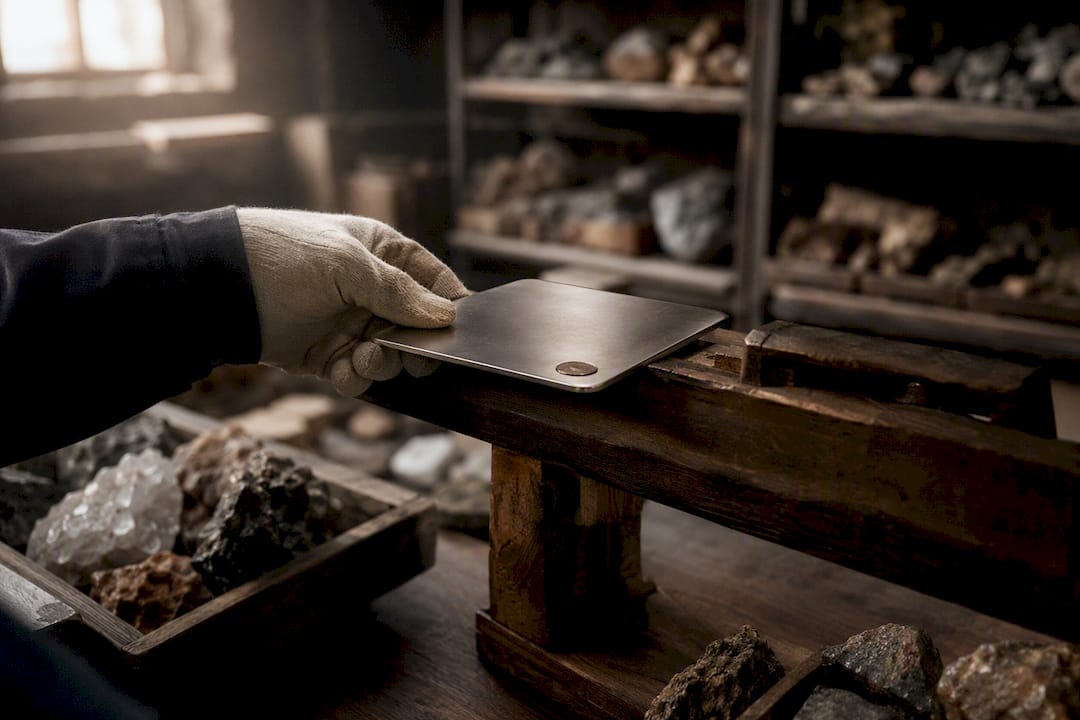 Manuelles Anbringen von Etiketten an Mineral-Lieferkisten