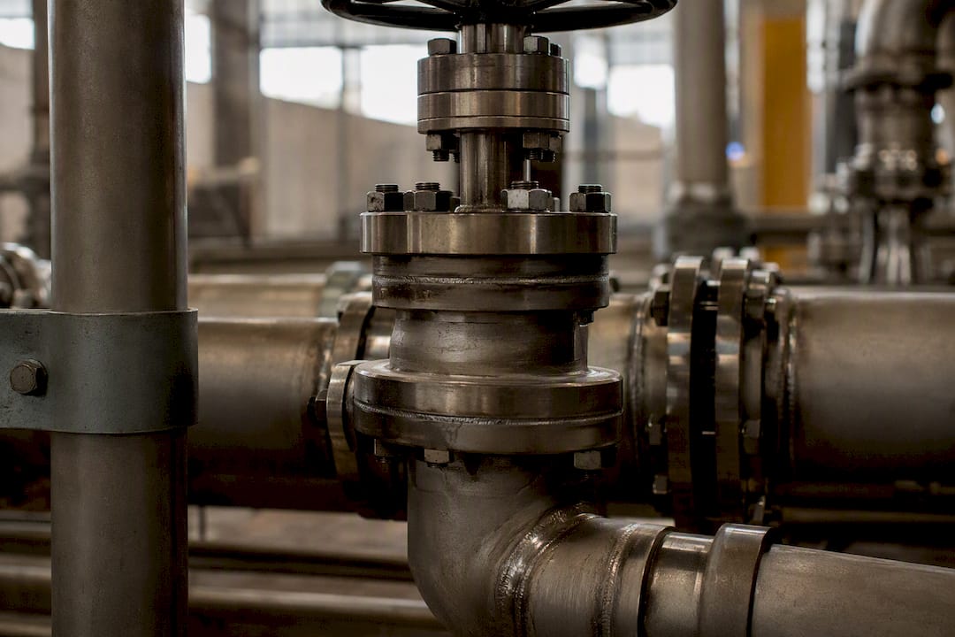 Nahaufnahme einer Verbindungsstelle in einer Industrie-Pipeline