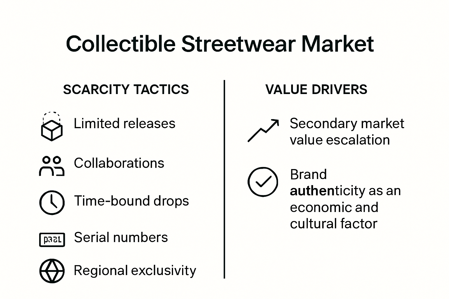 Collectible streetwear scarcity and value infographic