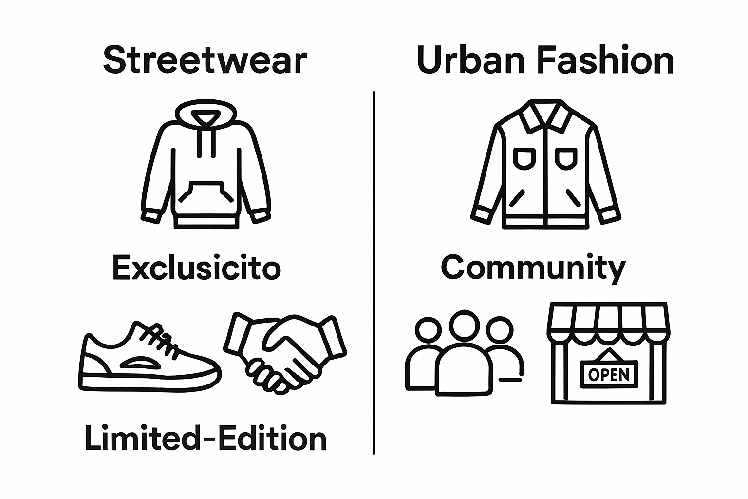 Infographic comparing key differences between streetwear and urban fashion