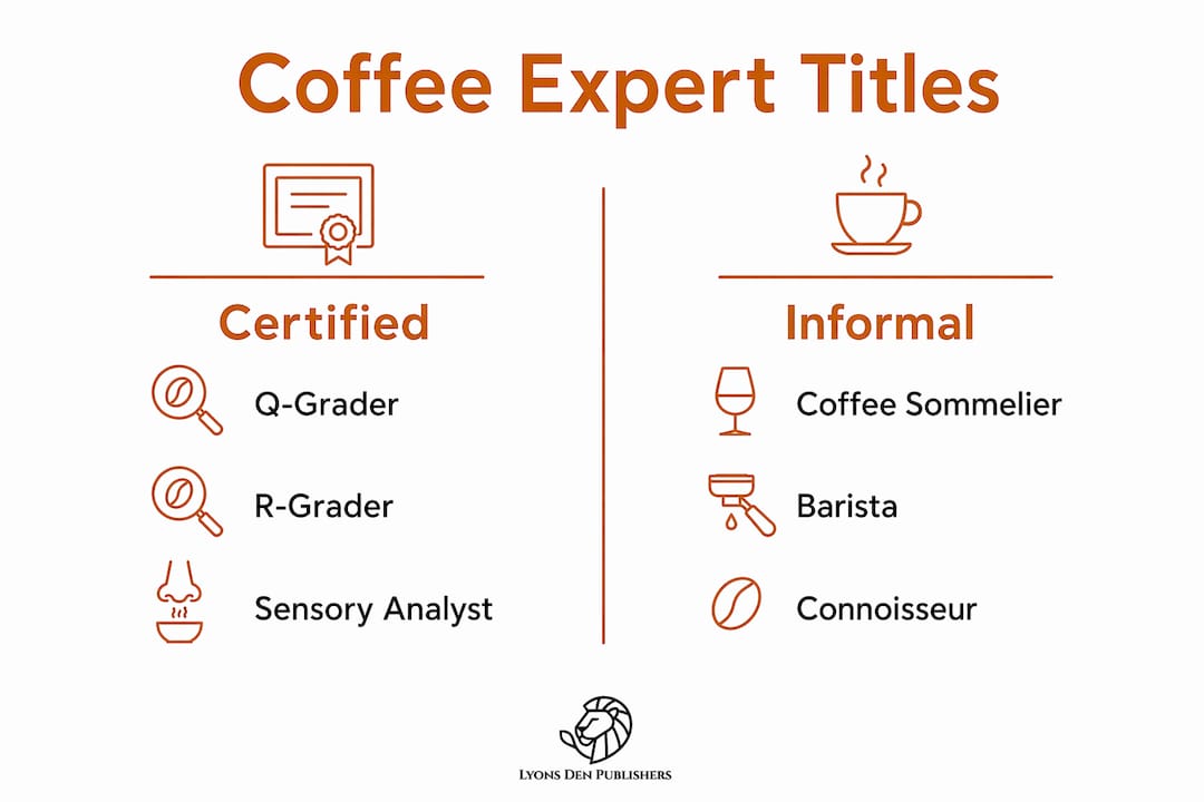 Infographic comparing certified and informal coffee expert titles