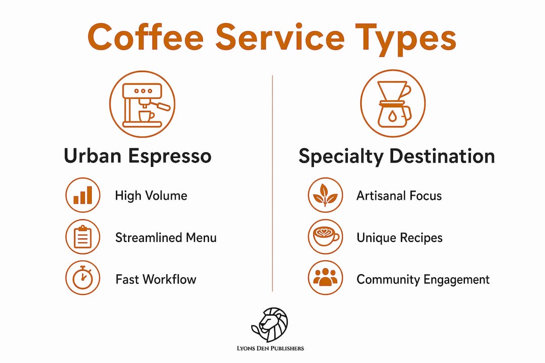 Infographic comparing urban espresso and specialty coffee service types