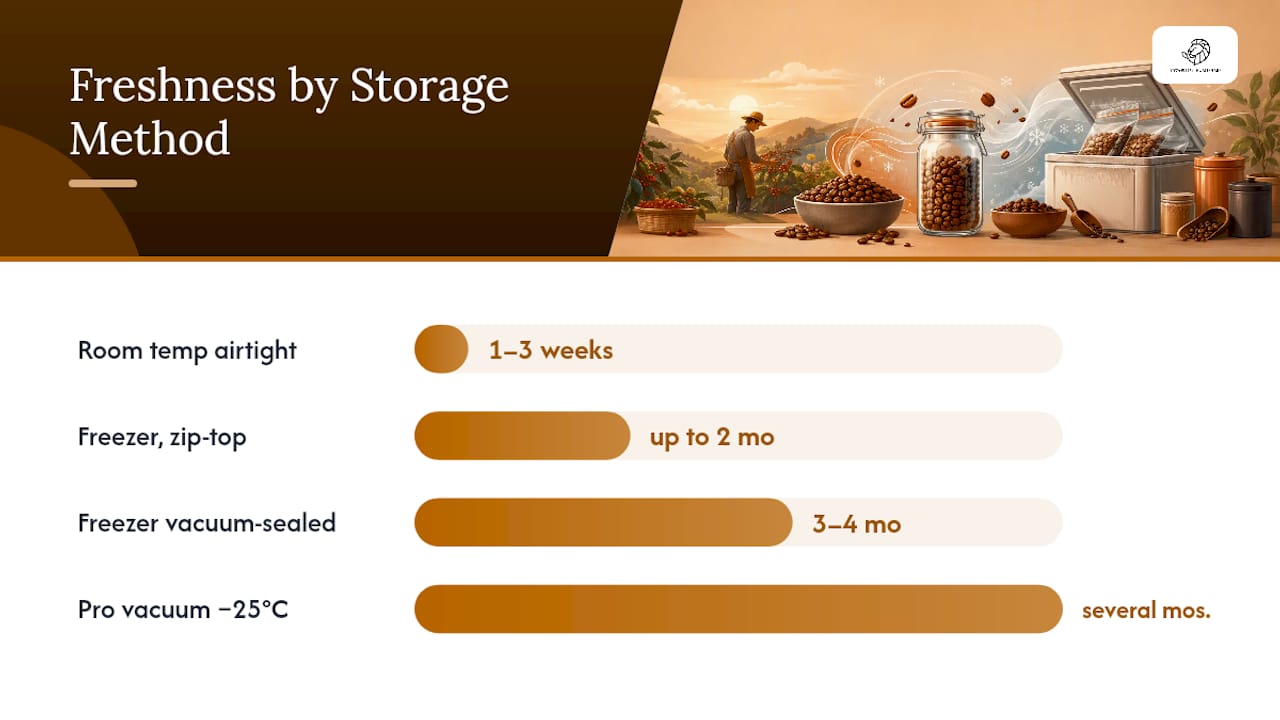 Coffee bean storage freshness comparison chart