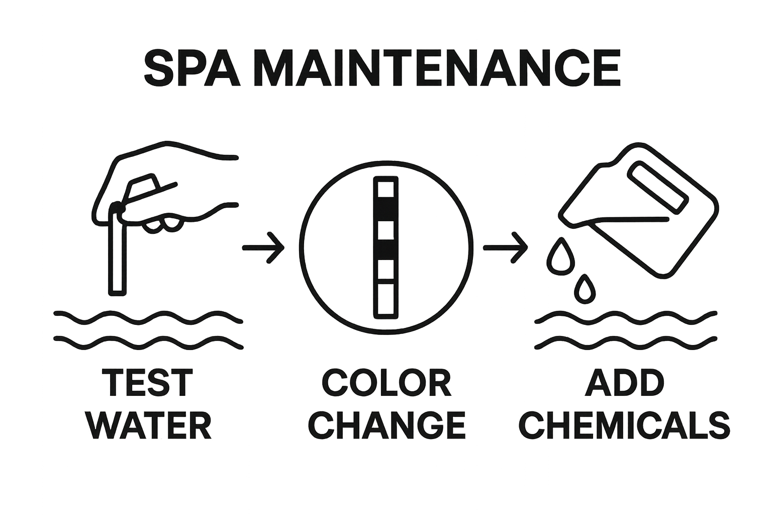 Infographic showing hot tub water testing process steps