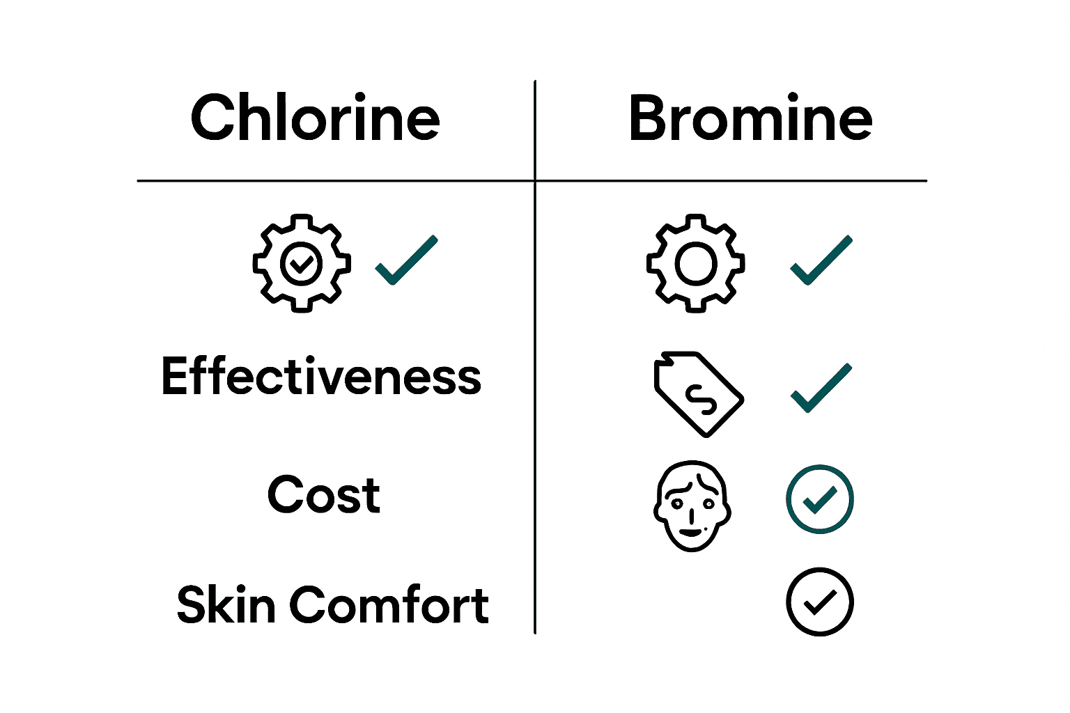 Infographic comparing chlorine and bromine for spa sanitation
