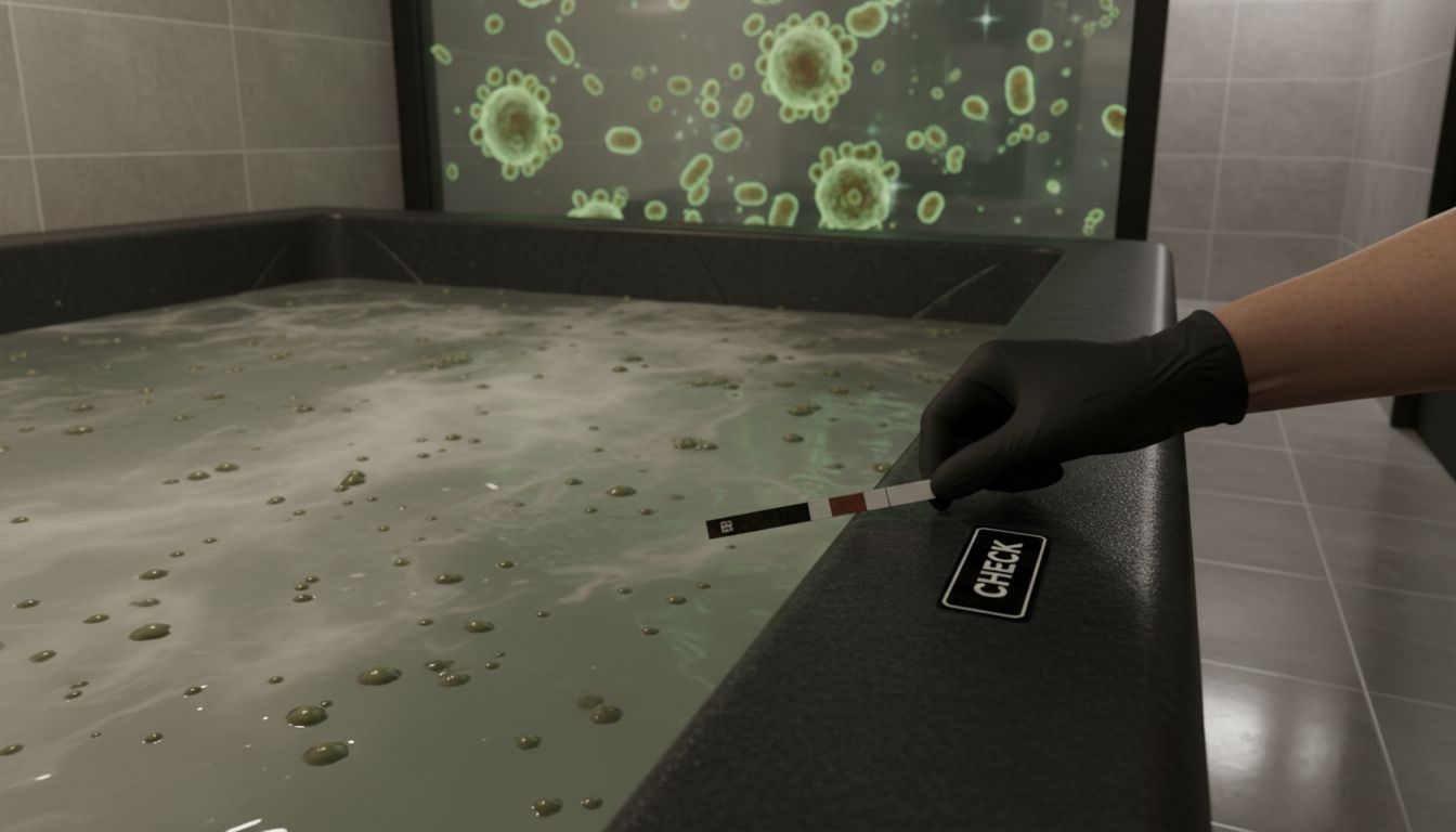 Testing bacteria levels in murky spa water