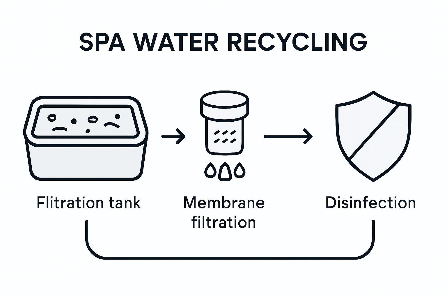 Infographic spa water recycling process steps