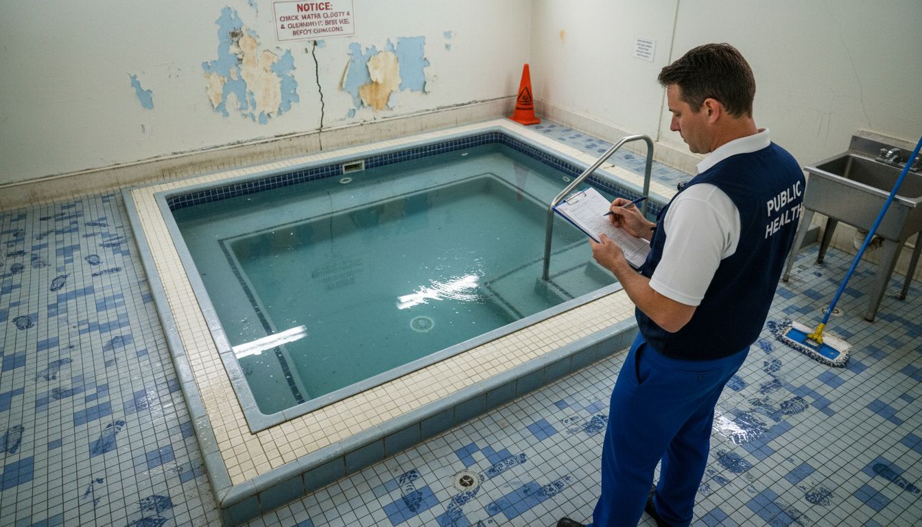 Health inspector checks spa water safety