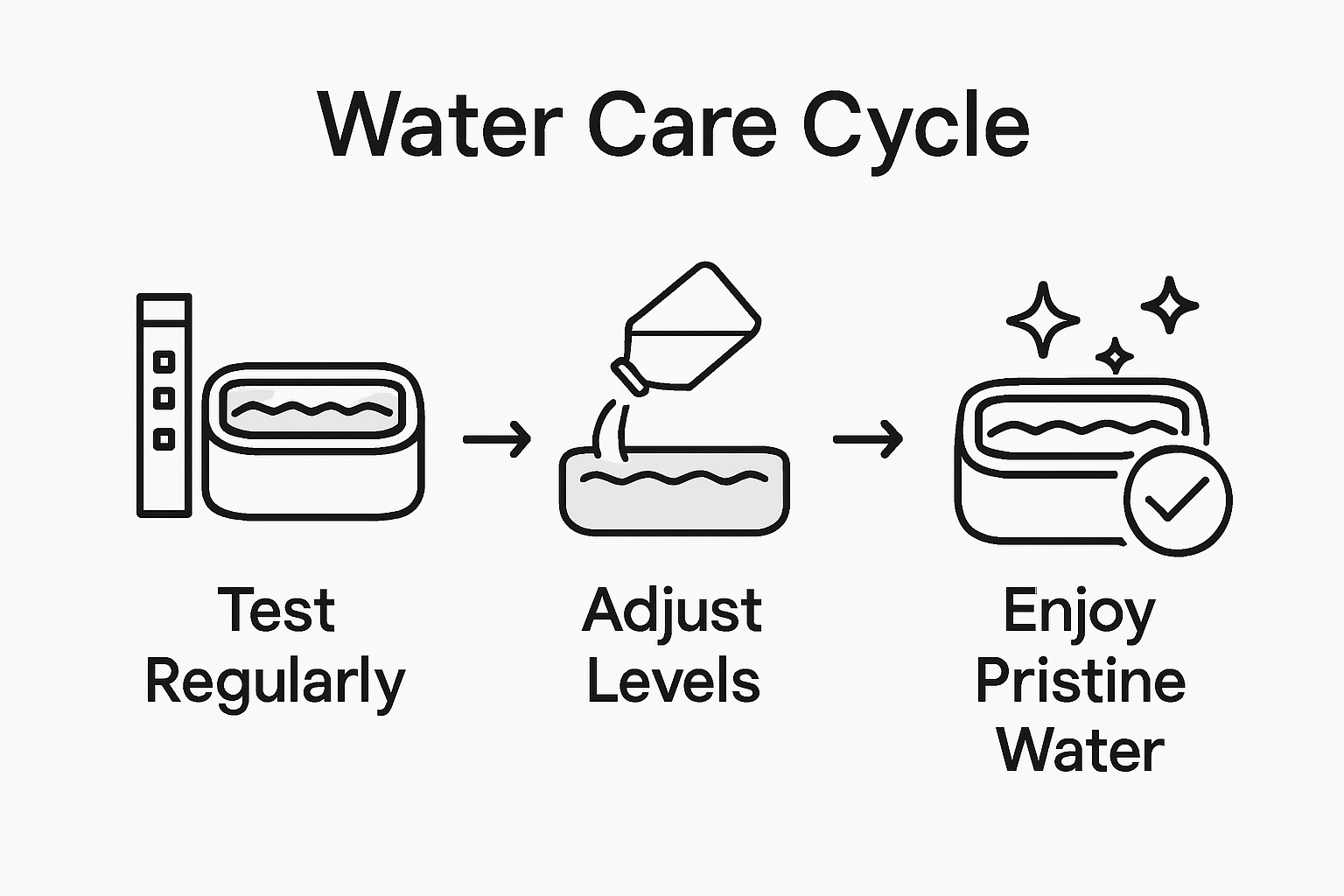 Infographic of three-step spa water care process