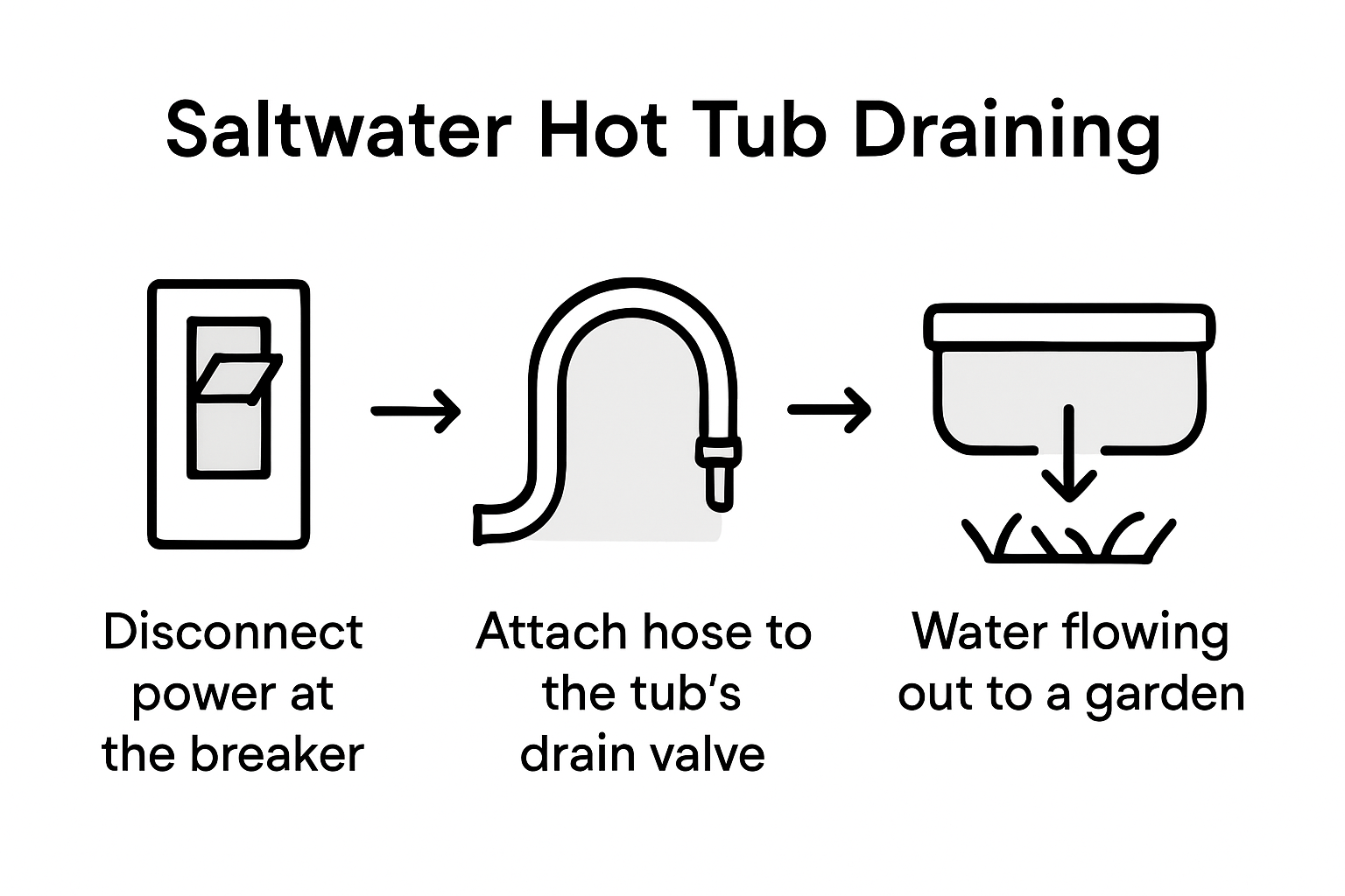 Infographic illustrating steps to safely drain a hot tub